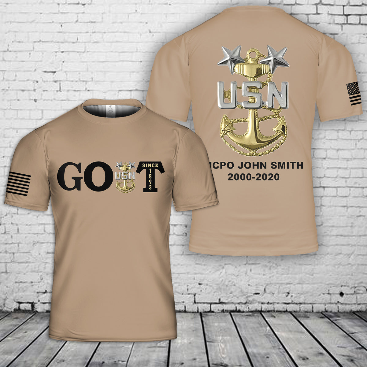 Custom Name & Year US Navy Master Chief 3D T-Shirt