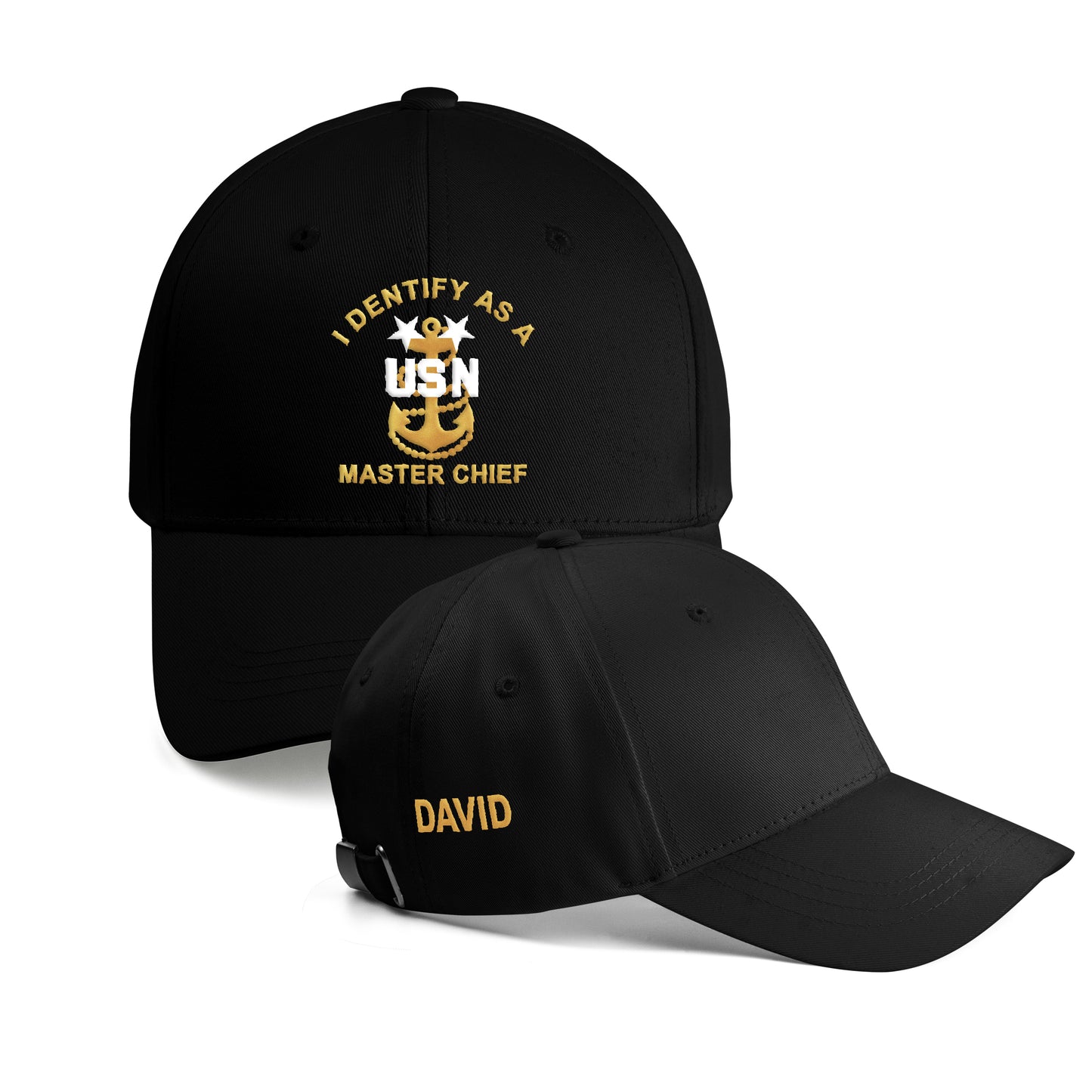 Custom name I Dentify As A Navy Master Chief Embroidered Cap