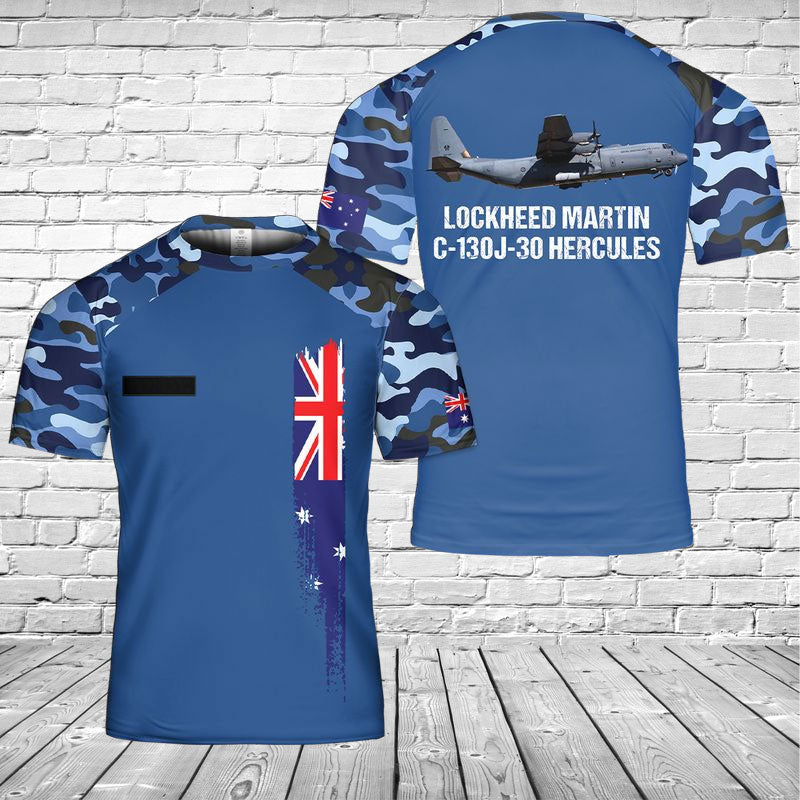 Custom Name Royal Australian Air Force Lockheed Martin C-130J-30 Hercules 3D T-shirt