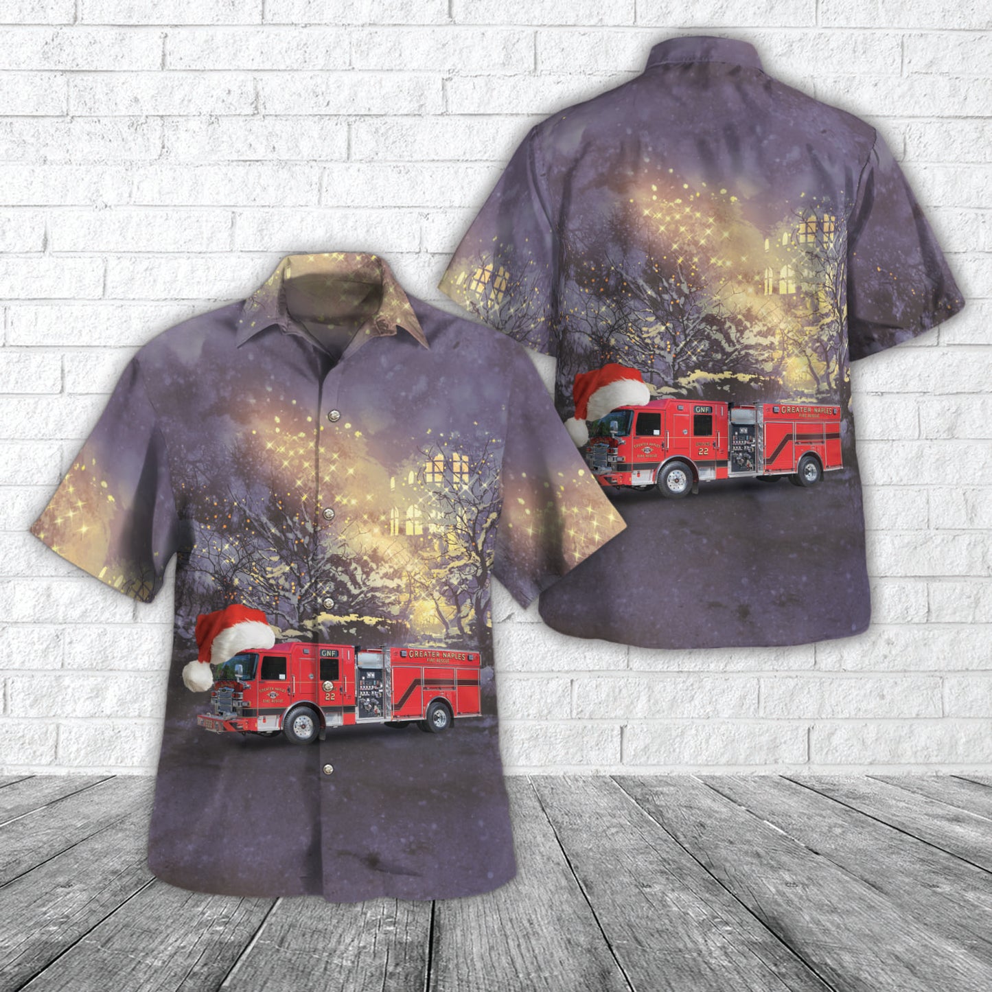 Naples, Florida, Greater Naples Fire Rescue District Christmas Hawaiian Shirt