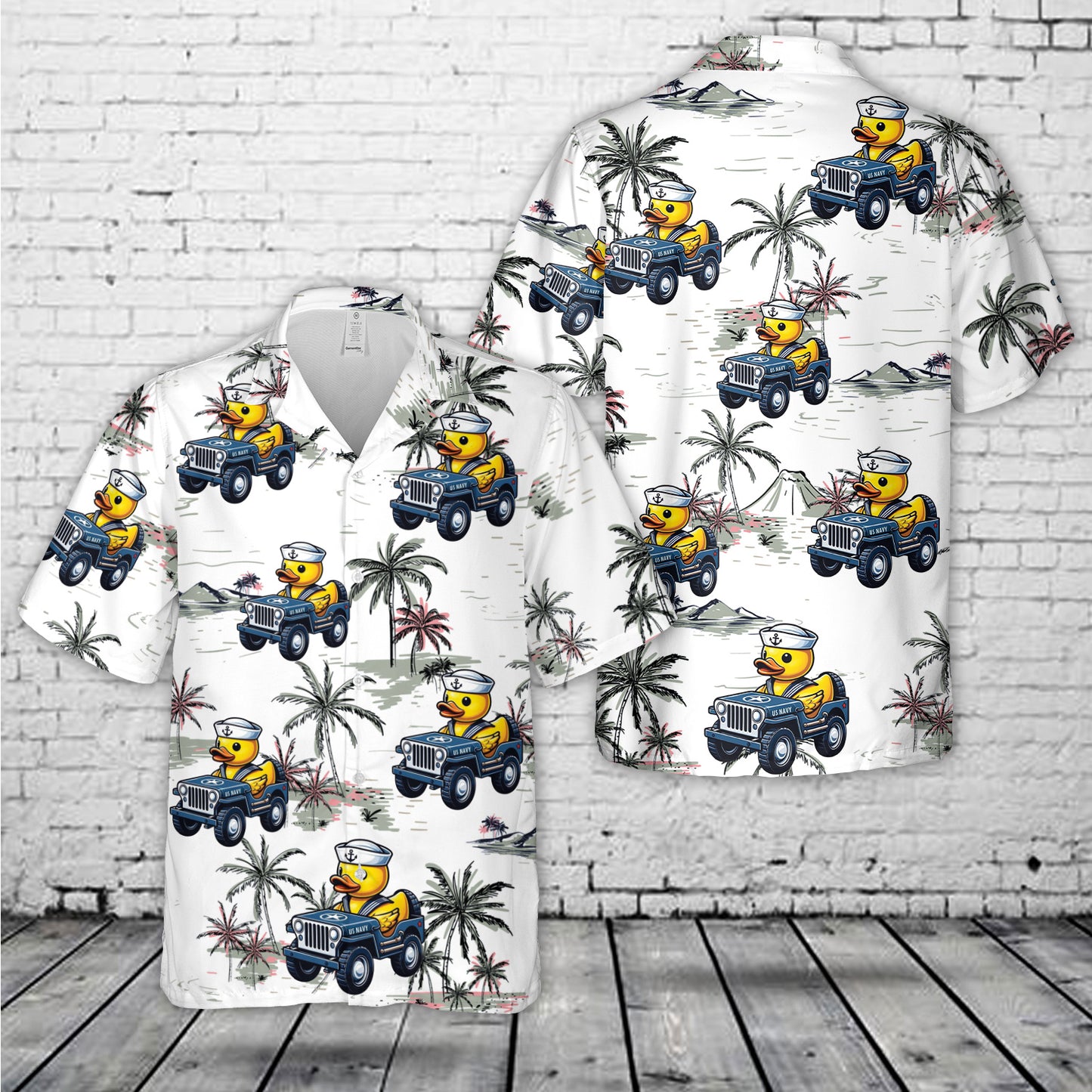 Navy Officer Rubber Ducky Riding American Off-Road Wrangler Hawaiian Shirt