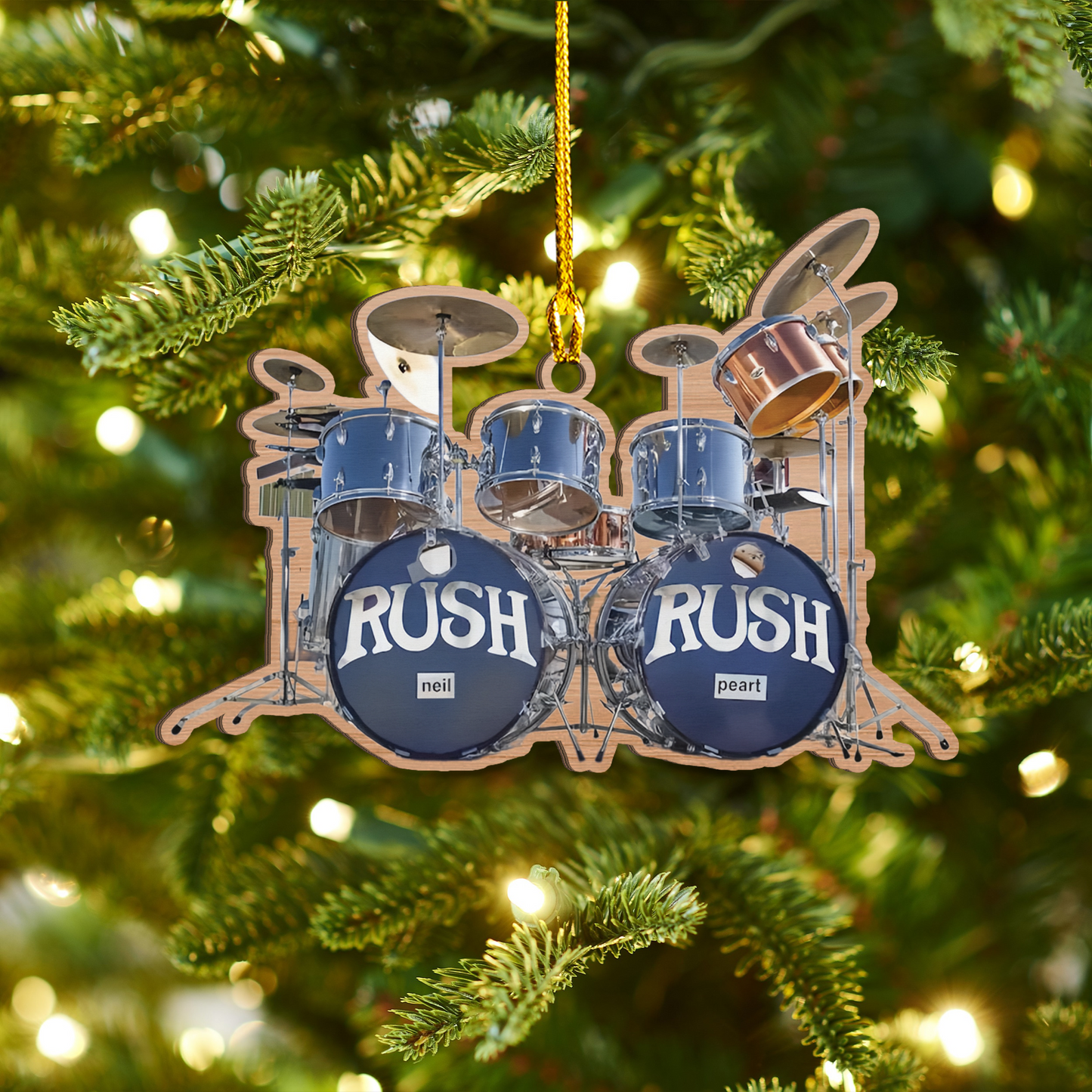 Neil Pearts Original RUSH Drum Set 2-side Printed Wood Ornament