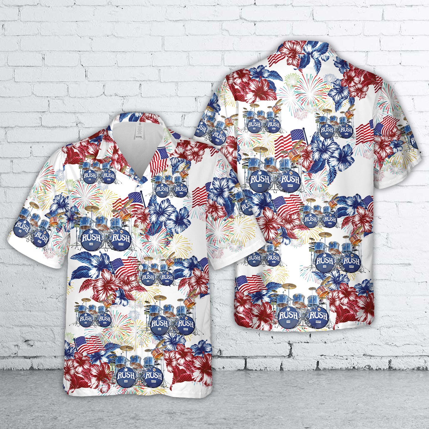 Neil Pearts Original RUSH Drum Set, 4th Of July Hawaiian Shirt