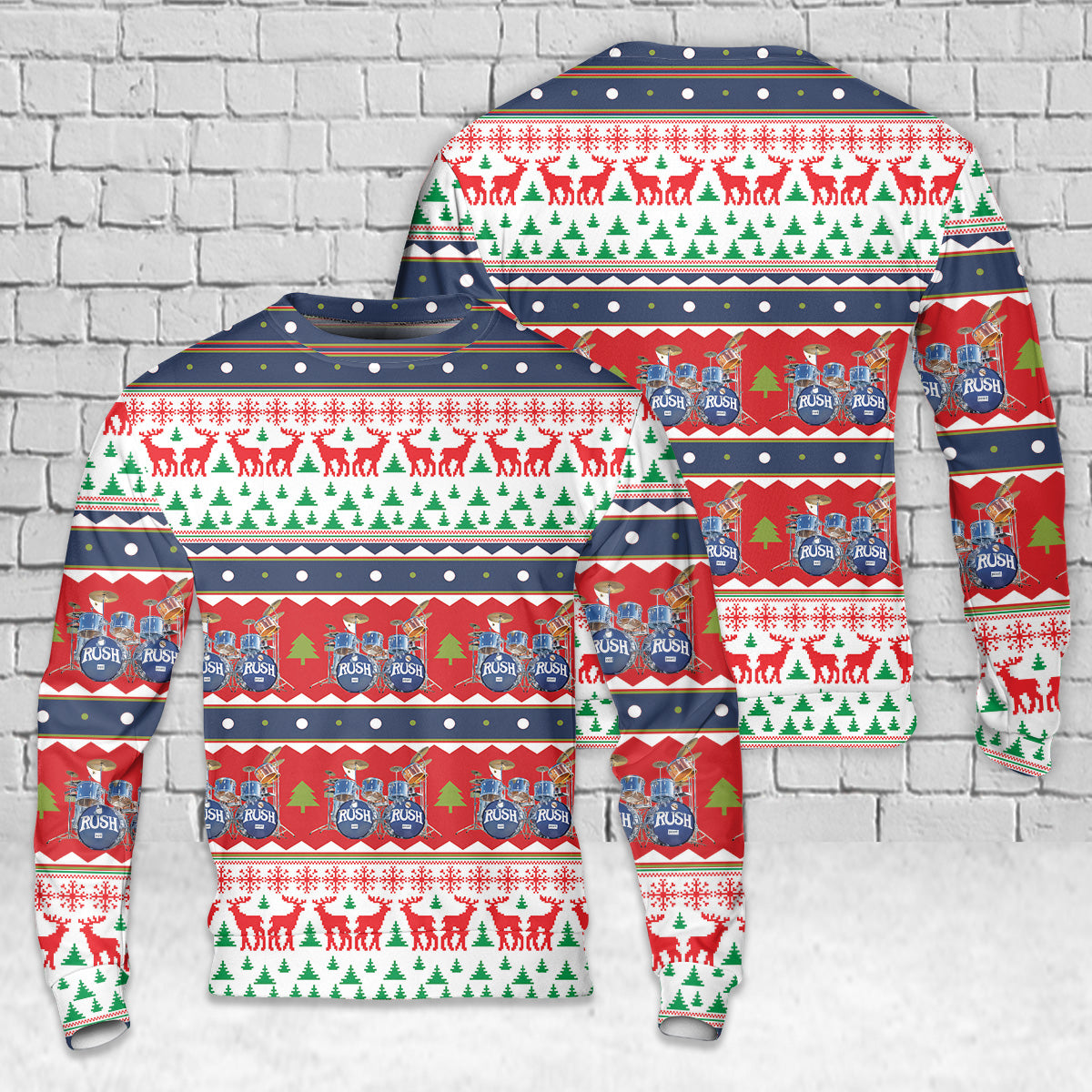 Neil Pearts Original RUSH Drum Set Christmas AOP Sweater