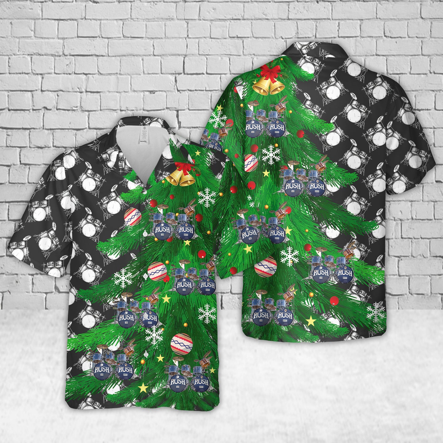 Neil Pearts Original RUSH Drum Set Christmas Hawaiian Shirt
