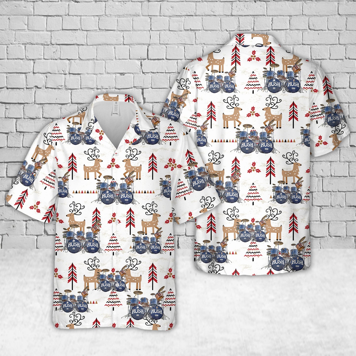 Neil Pearts Original RUSH Drum Set Christmas Hawaiian Shirt