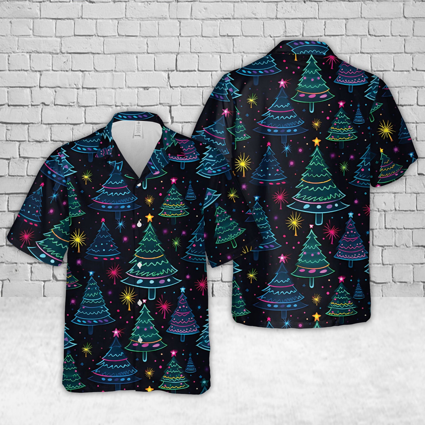Neon Christmas Trees Festive Christmas Delight Hawaiian Shirt