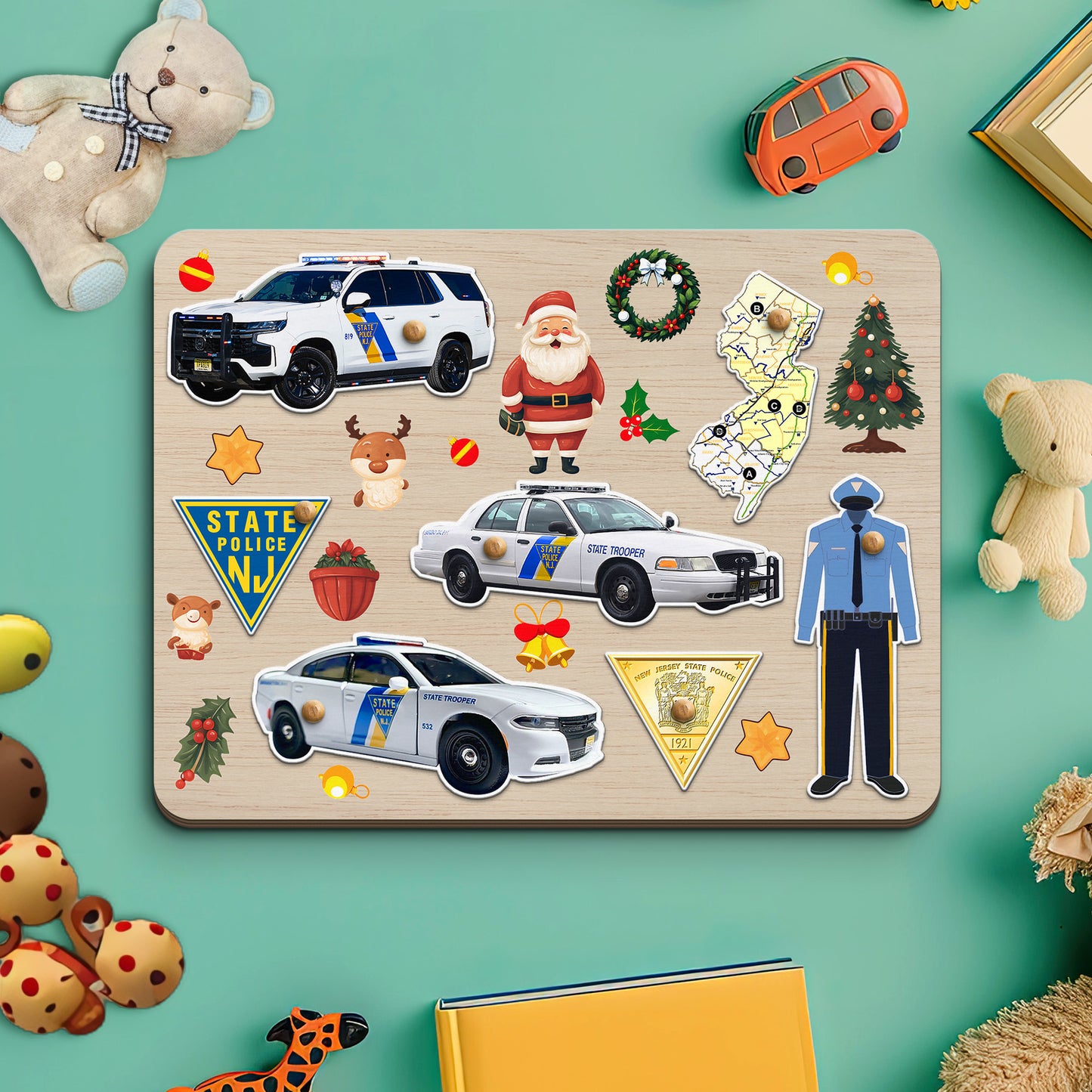 New Jersey State Police Wooden Puzzle Board
