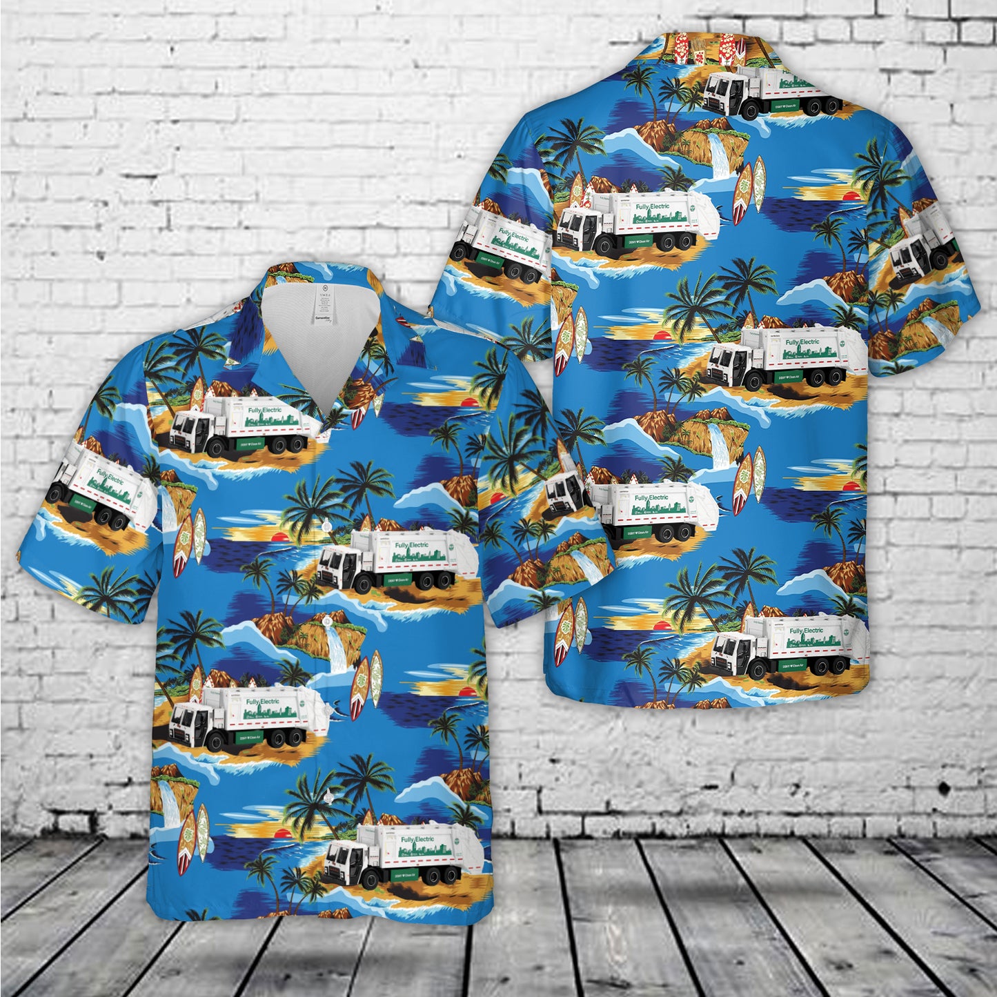 New York City Department of Sanitation (DSNY) “Fully Electric” - 2021 Mack LR Electric Rear Loader Refuse Truck Hawaiian Shirt