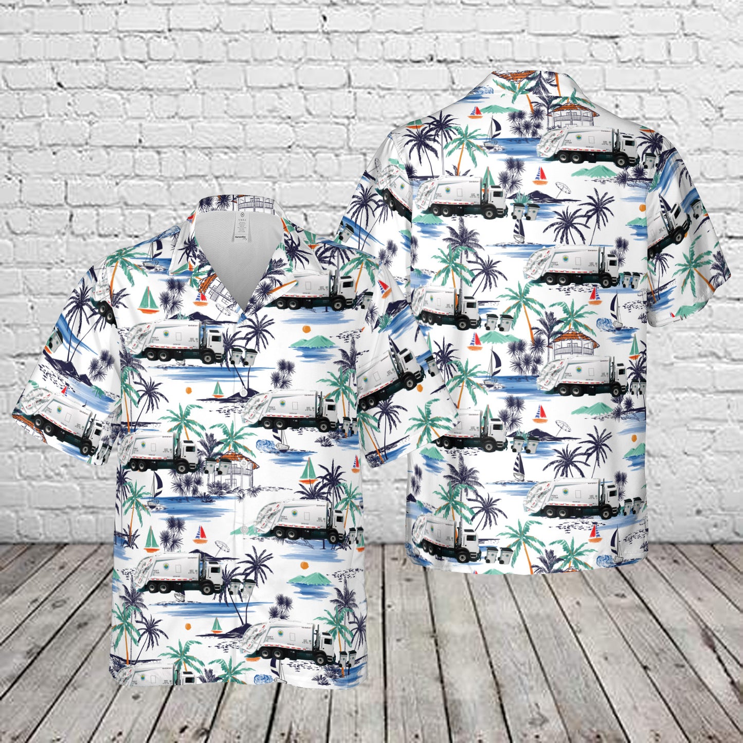 New York City Sanitation Mack MR with Rear Load Garbage Truck Hawaiian Shirt