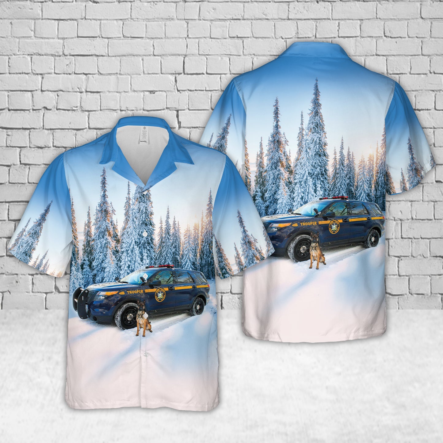 New York State Police K9 Police Car Christmas Hawaiian Shirt