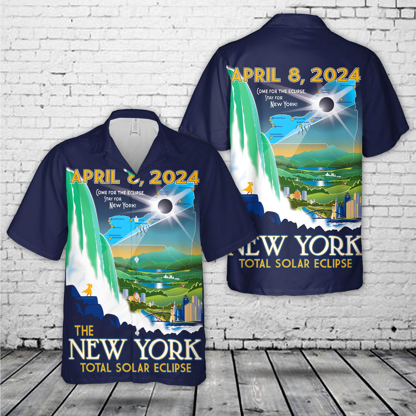 New York State Solar Eclipse 2024 Hawaiian Shirt