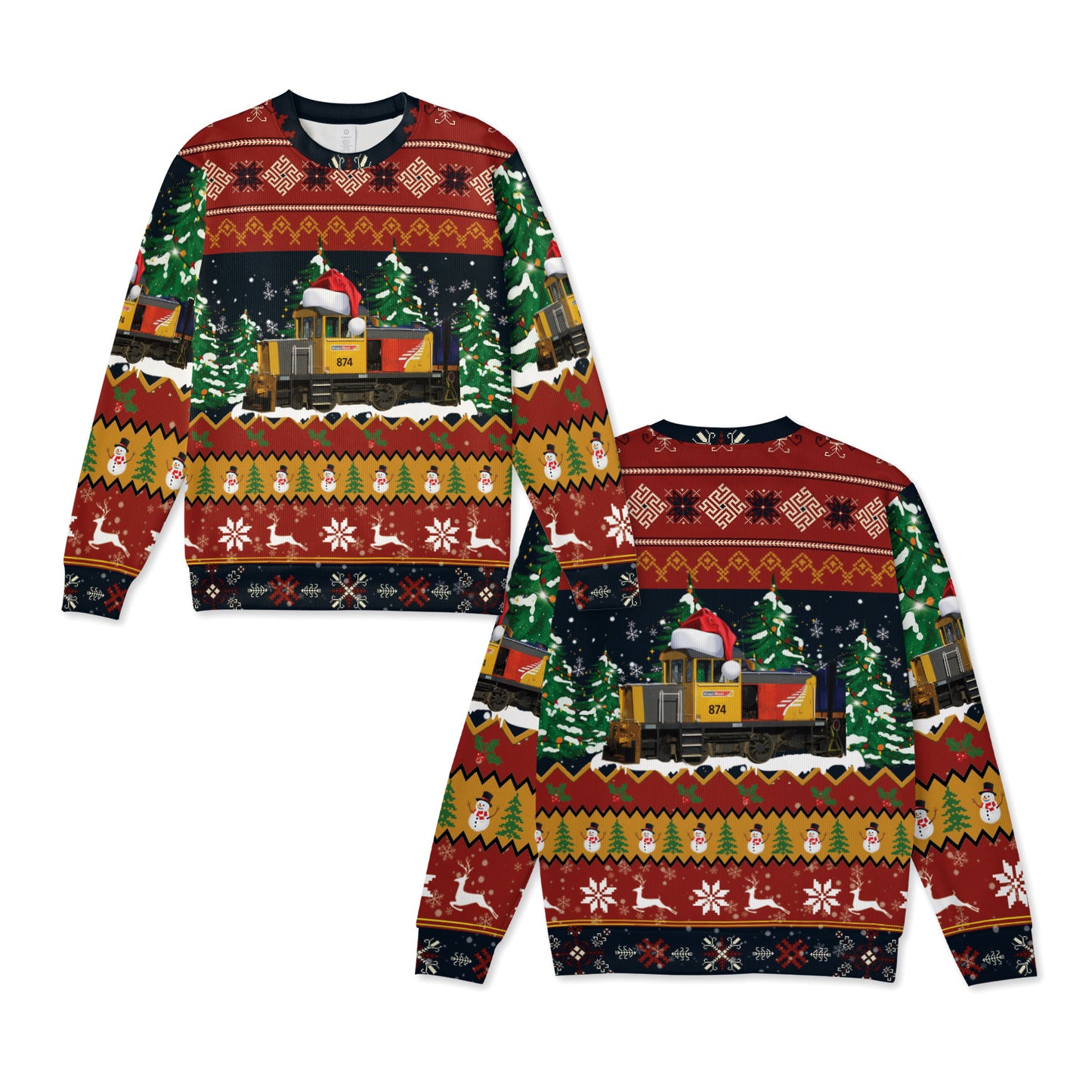 New Zealand KiwiRail TR 874 Locomotive Christmas Knitted Sweater