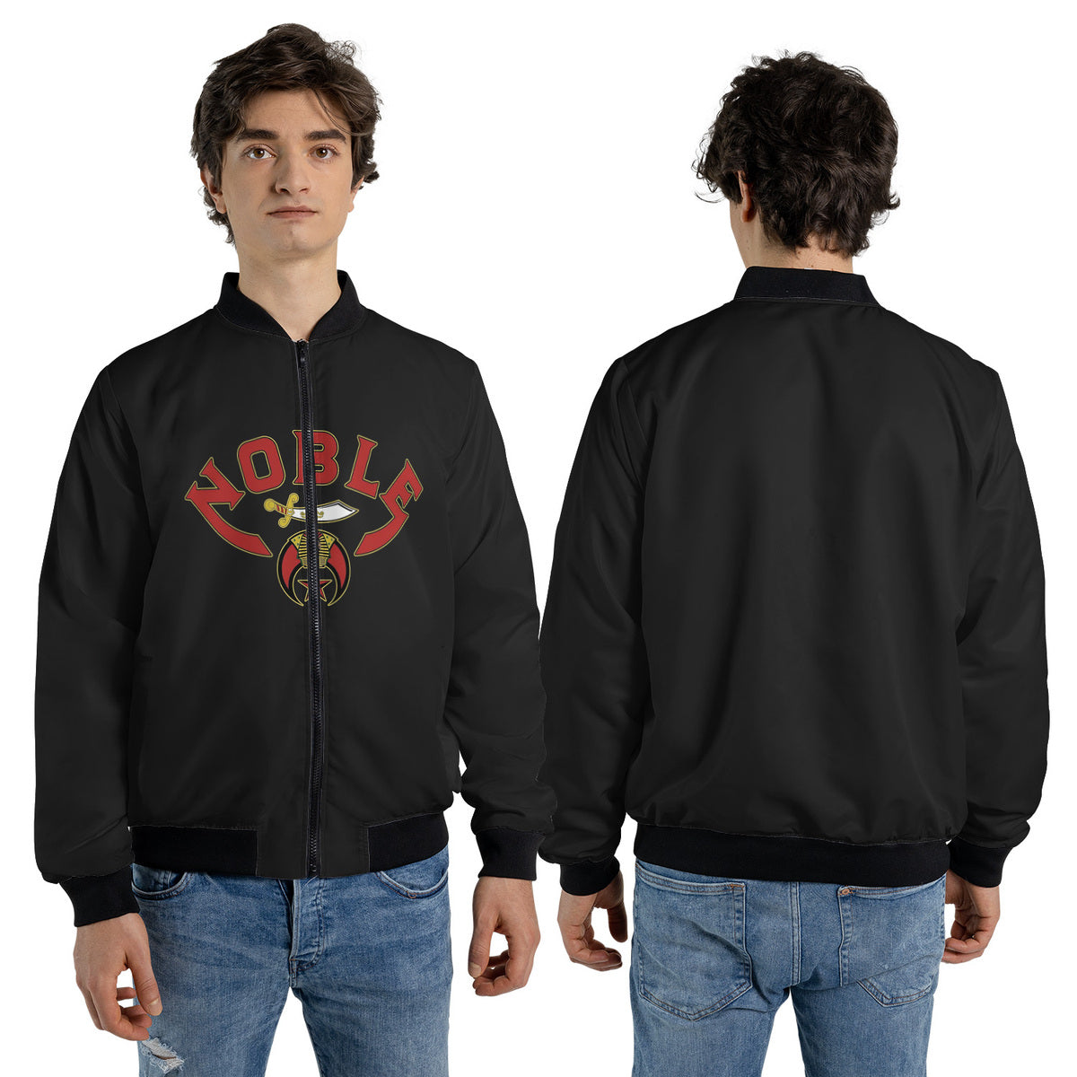 Noble Shriner Symbol With Swords King Of The Desert Shriner AOP Fleece Bomber Jacket