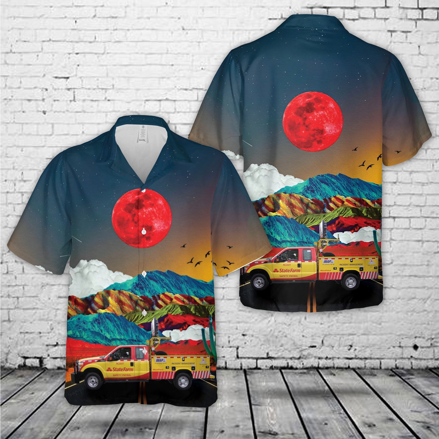 North Carolina NCDOT State Farm Safety Patrol Hawaiian Shirt