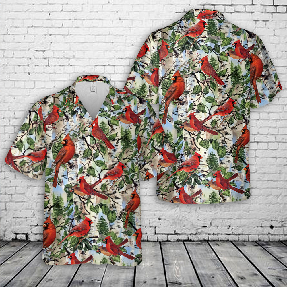 Northern Cardinal Bird Hawaiian Shirt