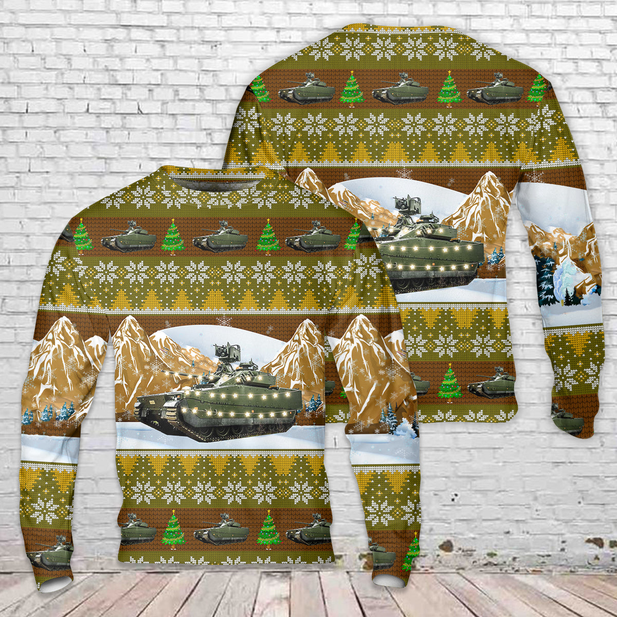 Norwegian Army CV90 Infantry Fighting Vehicle Christmas AOP Sweater
