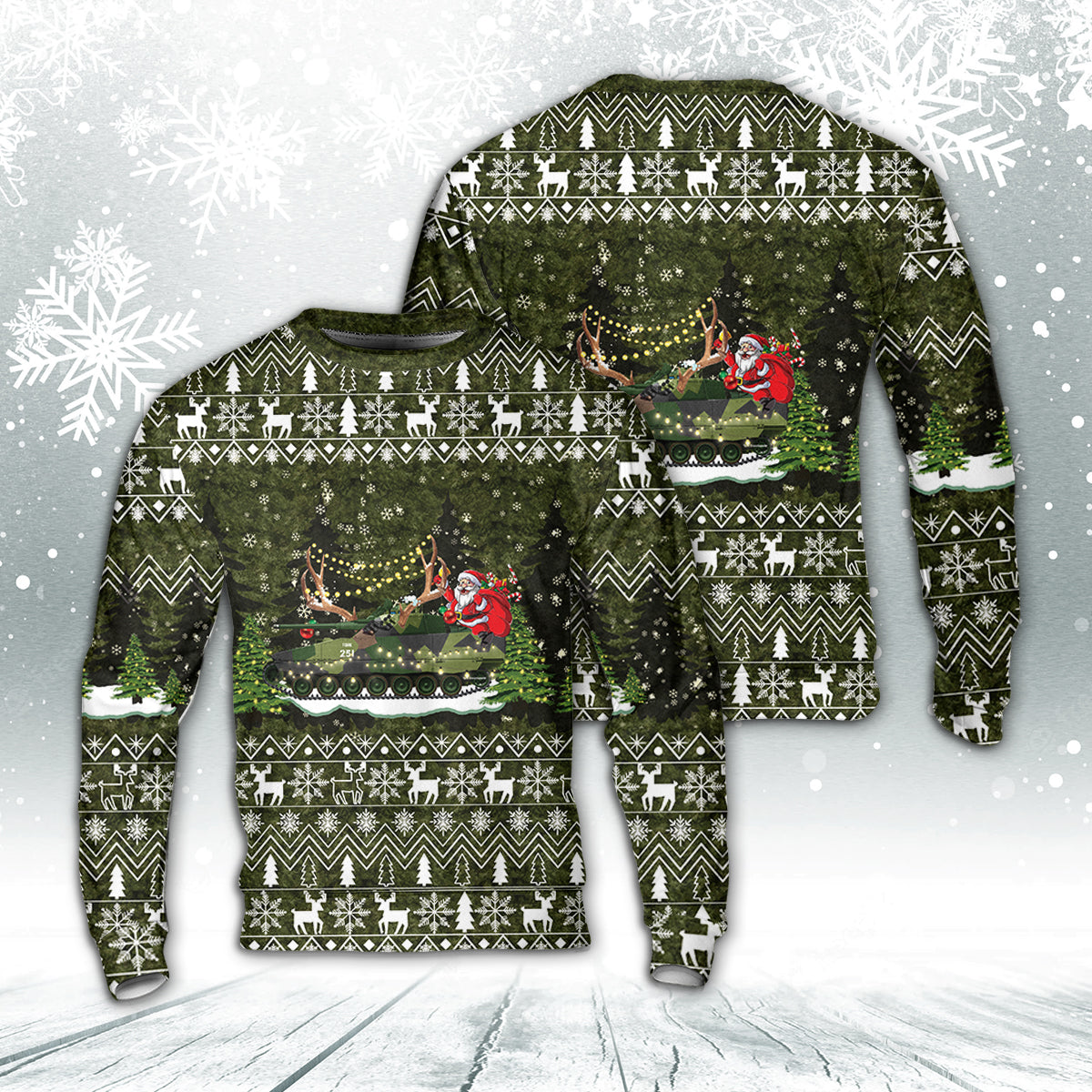 Norwegian Army NM135 Stormpanservogn Christmas AOP Sweater