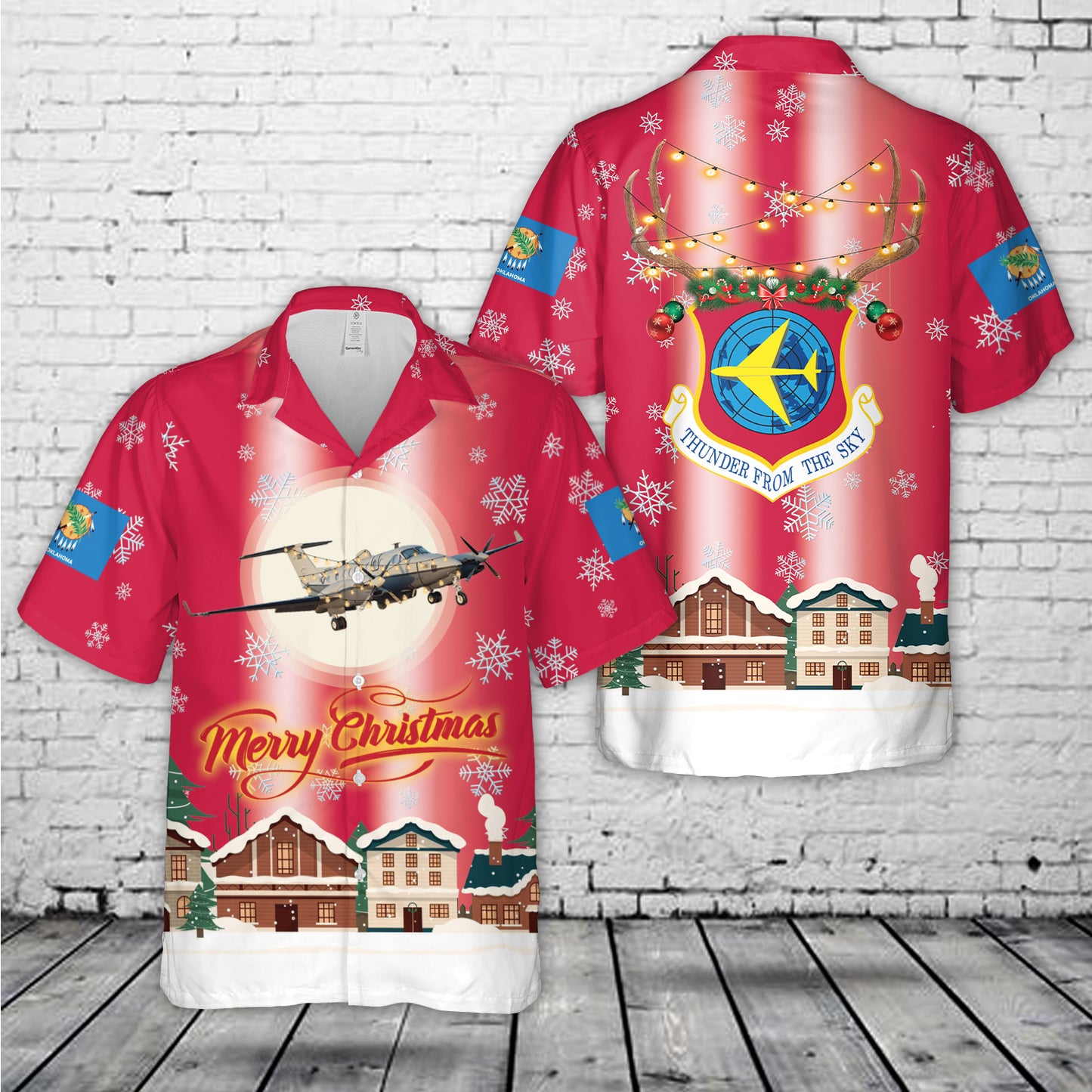 Oklahoma Air National Guard 137th Special Operations Wing MC-12W Christmas Hawaiian Shirt