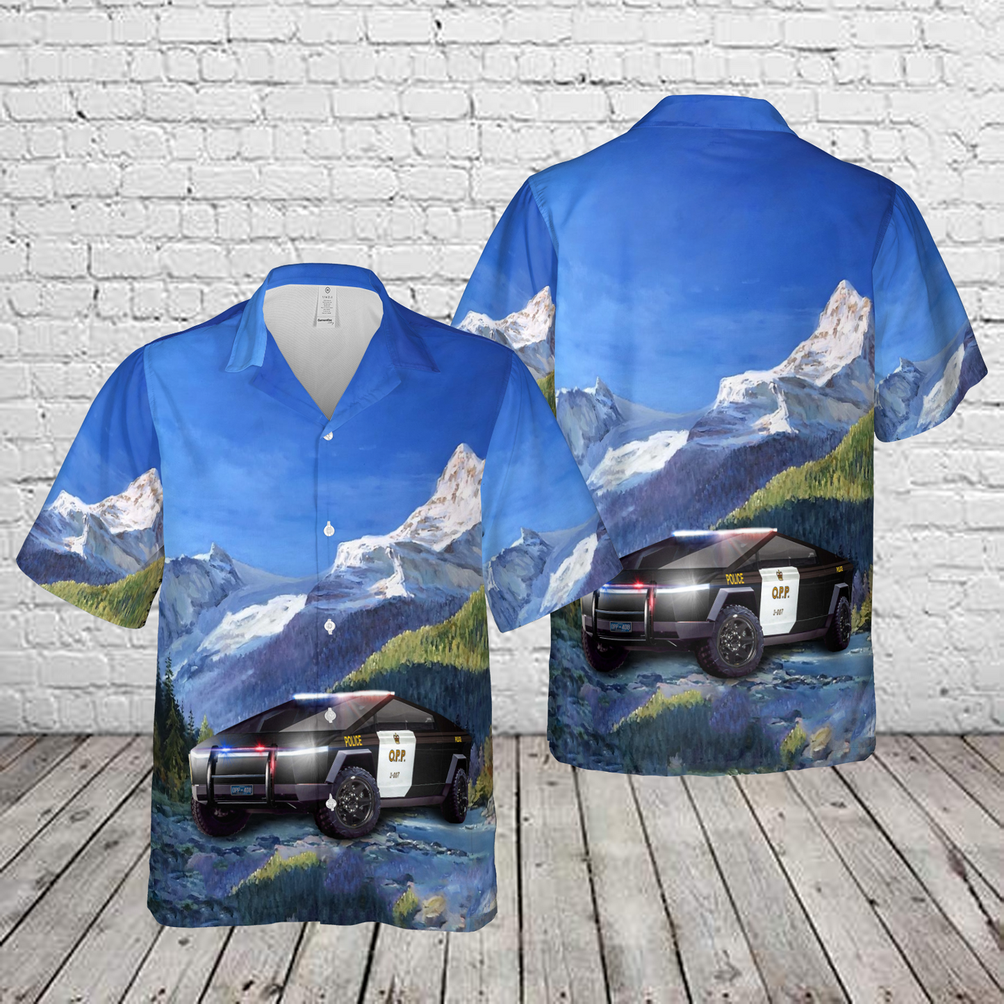 Ontario Provincial Police Tesla Model X Hawaiian Shirt