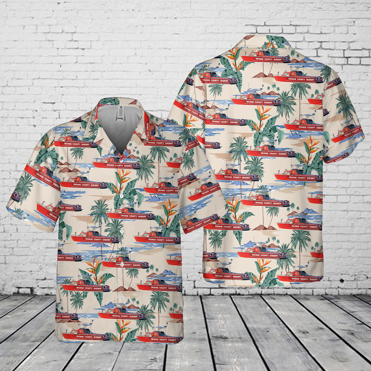 Orange County Sheriff's Department Boat Pocket Hawaiian Shirt