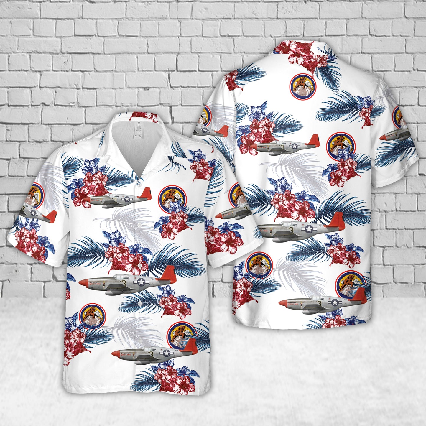 P-51C Mustang, 100th Fighter Squadron, 332nd Fighter Group, Tuskegee Airmen, Italy, 1944 Hawaiian Shirt