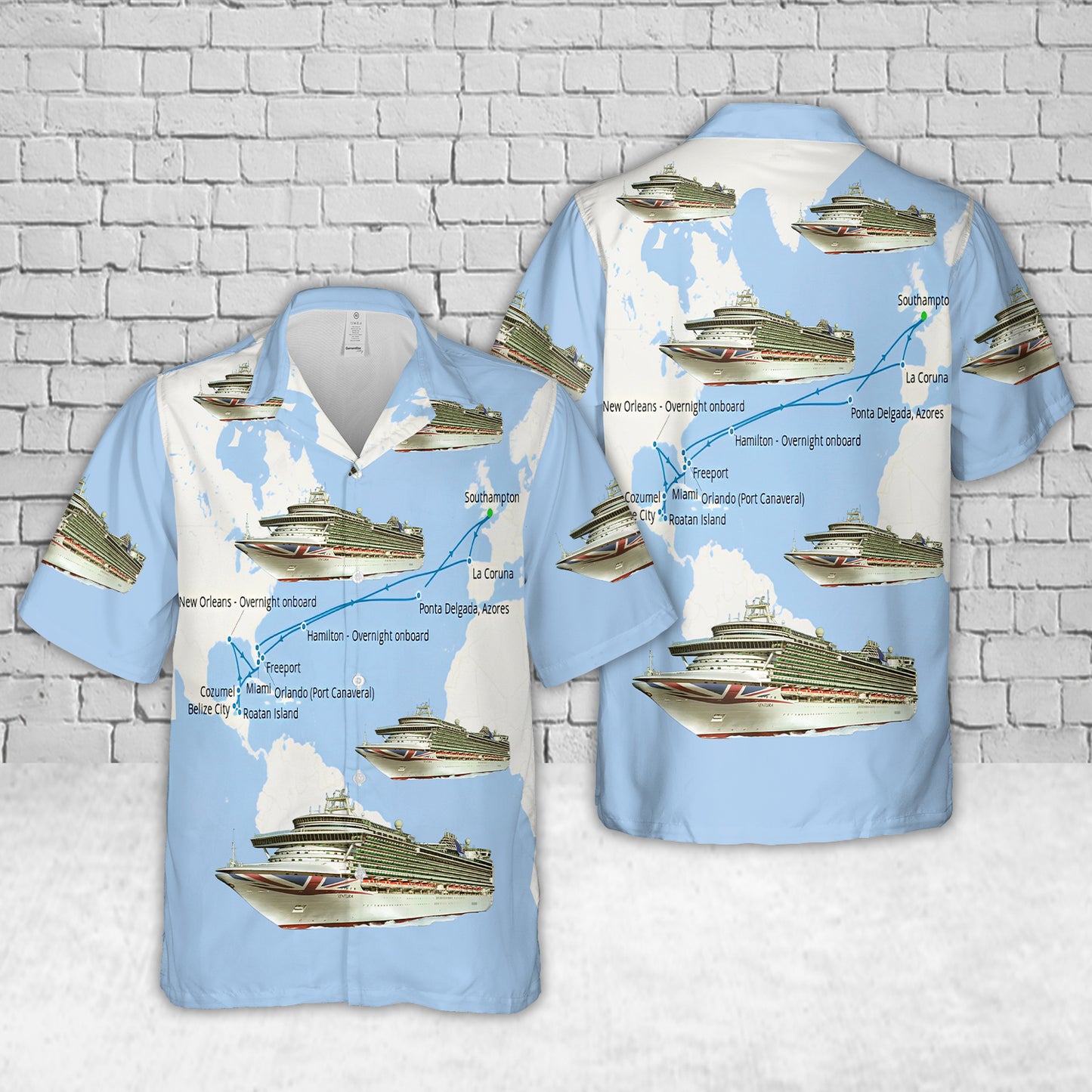 P&O Cruises Ventura from Southampton To Caribbean And Usa Hawaiian Shirt