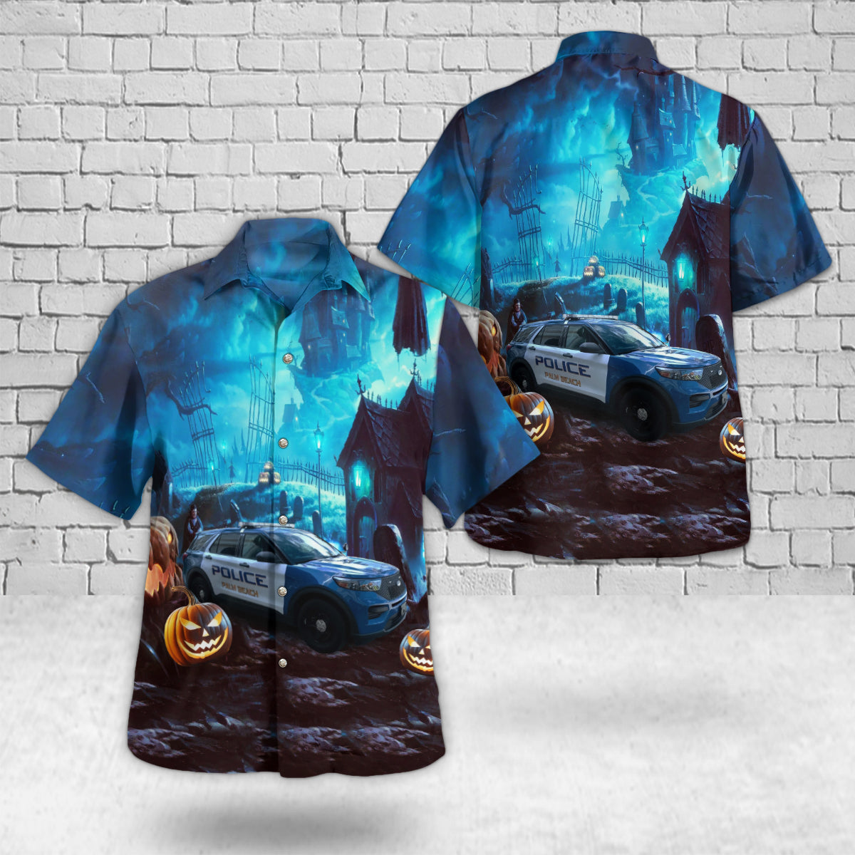 Palm Beach Police Department Ford Explorer Halloween Hawaiian Shirt