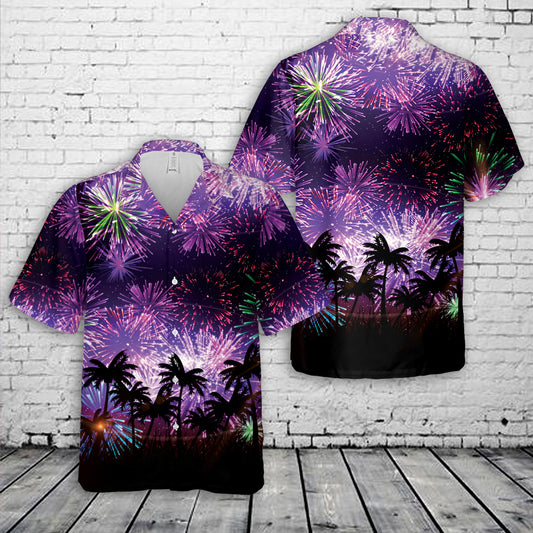 Palm Trees Fireworks, 4th Of July Hawaiian Shirt