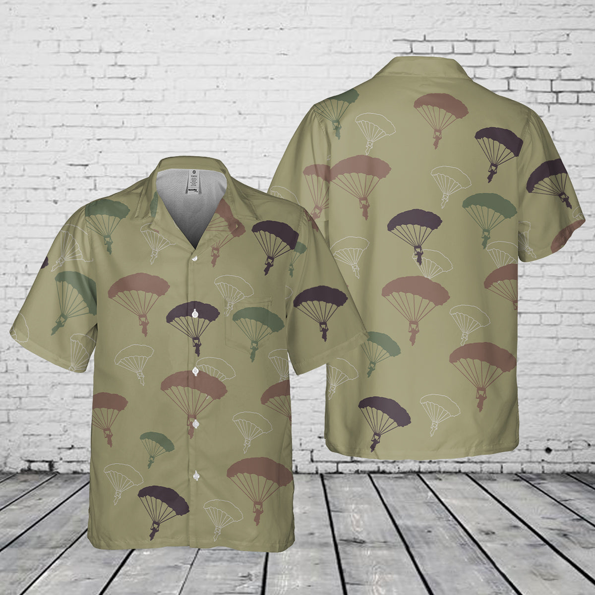 Parachutist Silhouette Pocket Hawaiian Shirt