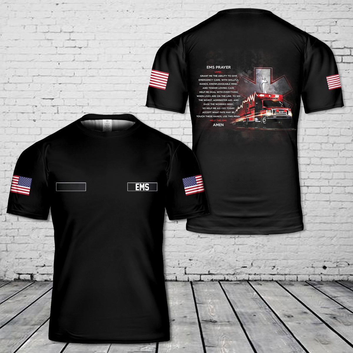 Paramedic Ems Prayer T-Shirt 3D
