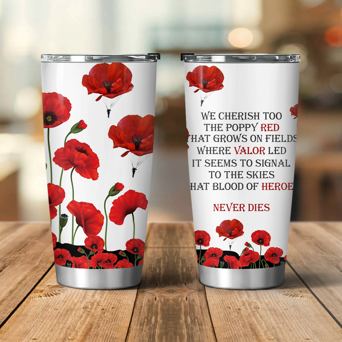 Paratrooper Poppy Field Memorial Vagabond 20oz Tumbler