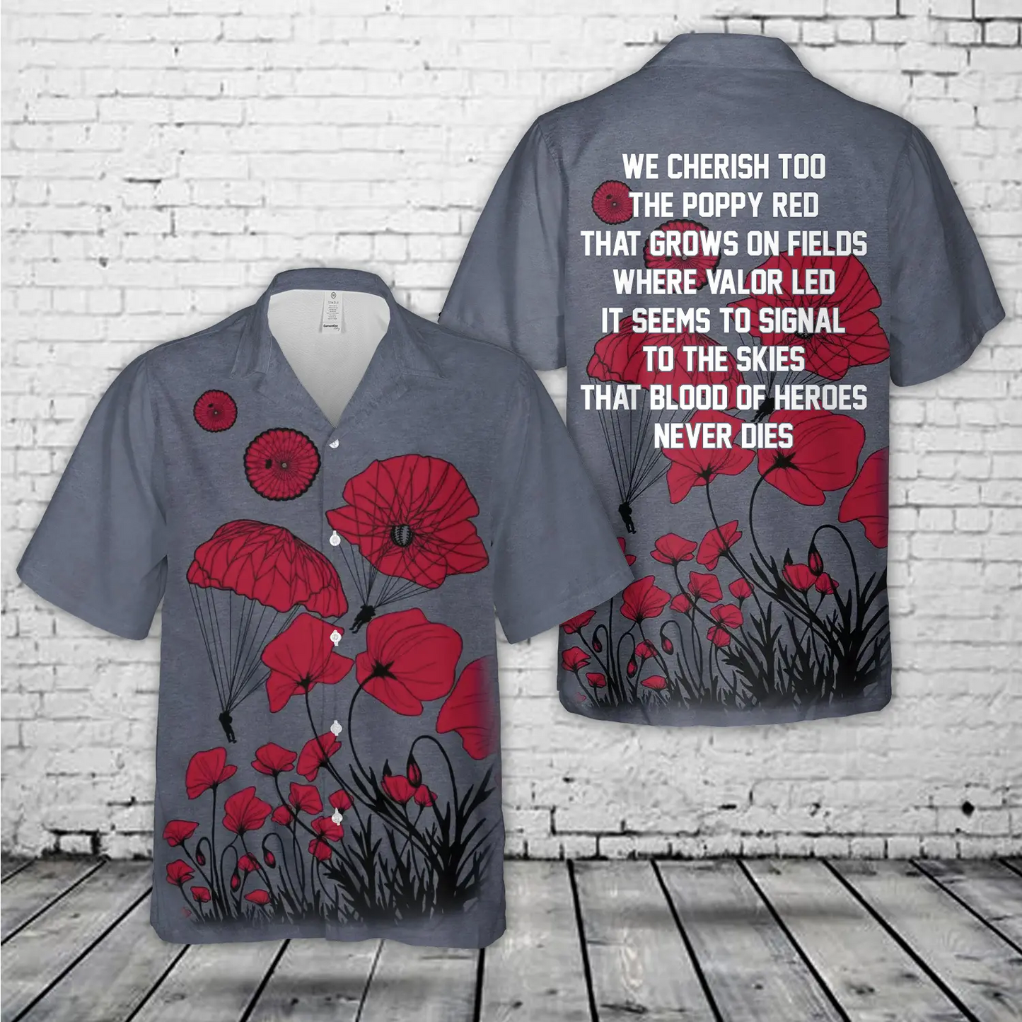Paratrooper Poppy Field Memorial Hawaiian Shirt