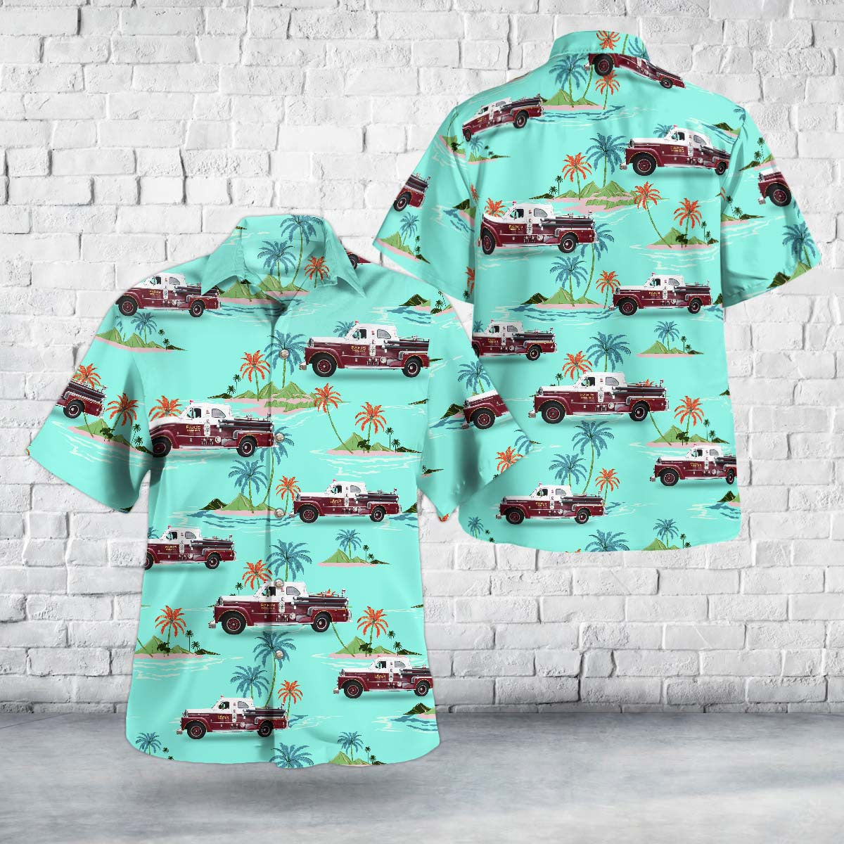 Paris, Kentucky, Paris Fire Department 1961 Seagrave Pumper Fire Truck Hawaiian Shirt