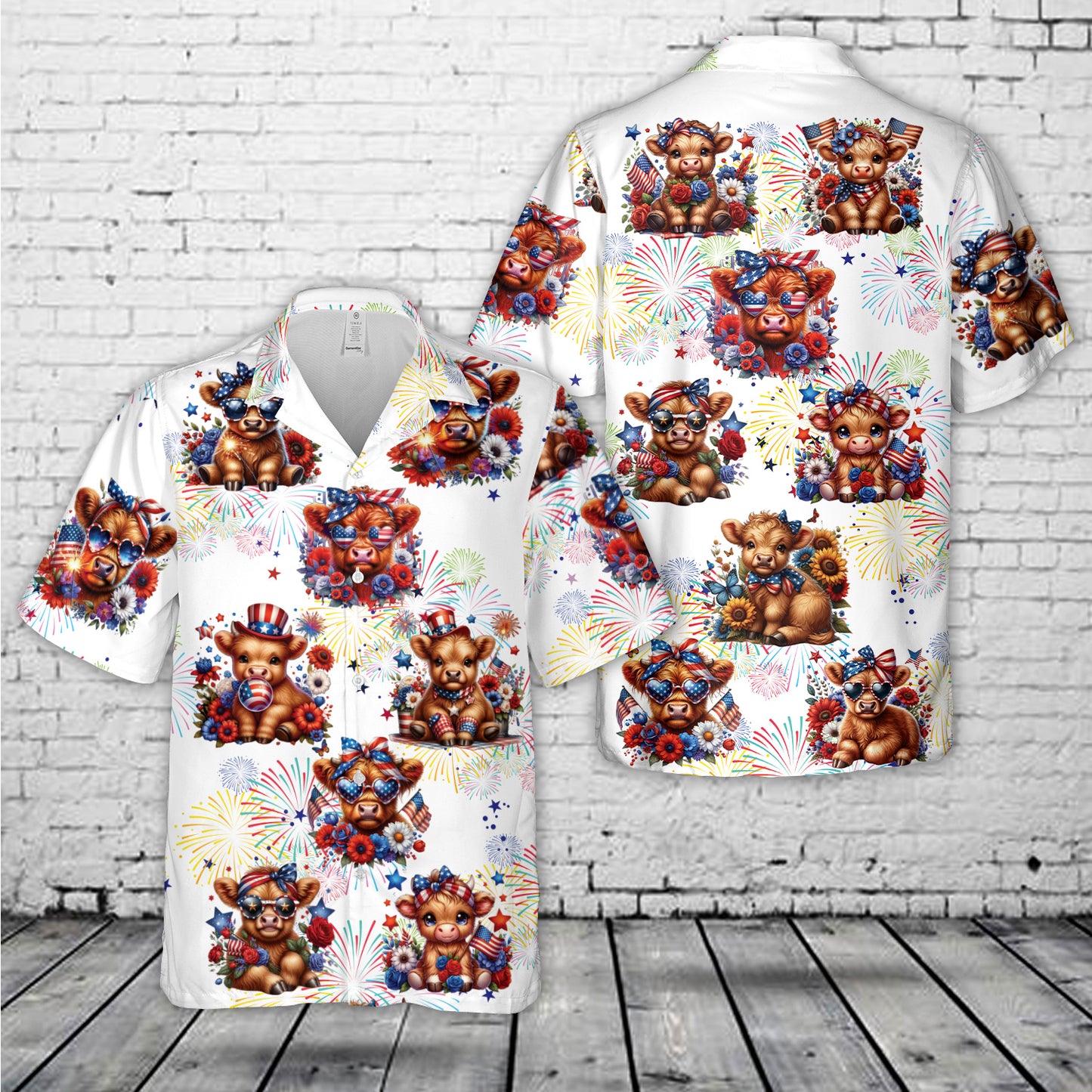 Patriotic Highland Cows, 4th Of July Hawaiian Shirt