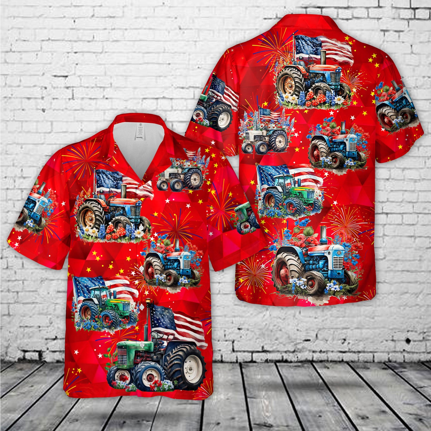 Patriotic Old Farm Tractor 4th Of July Hawaiian Shirt
