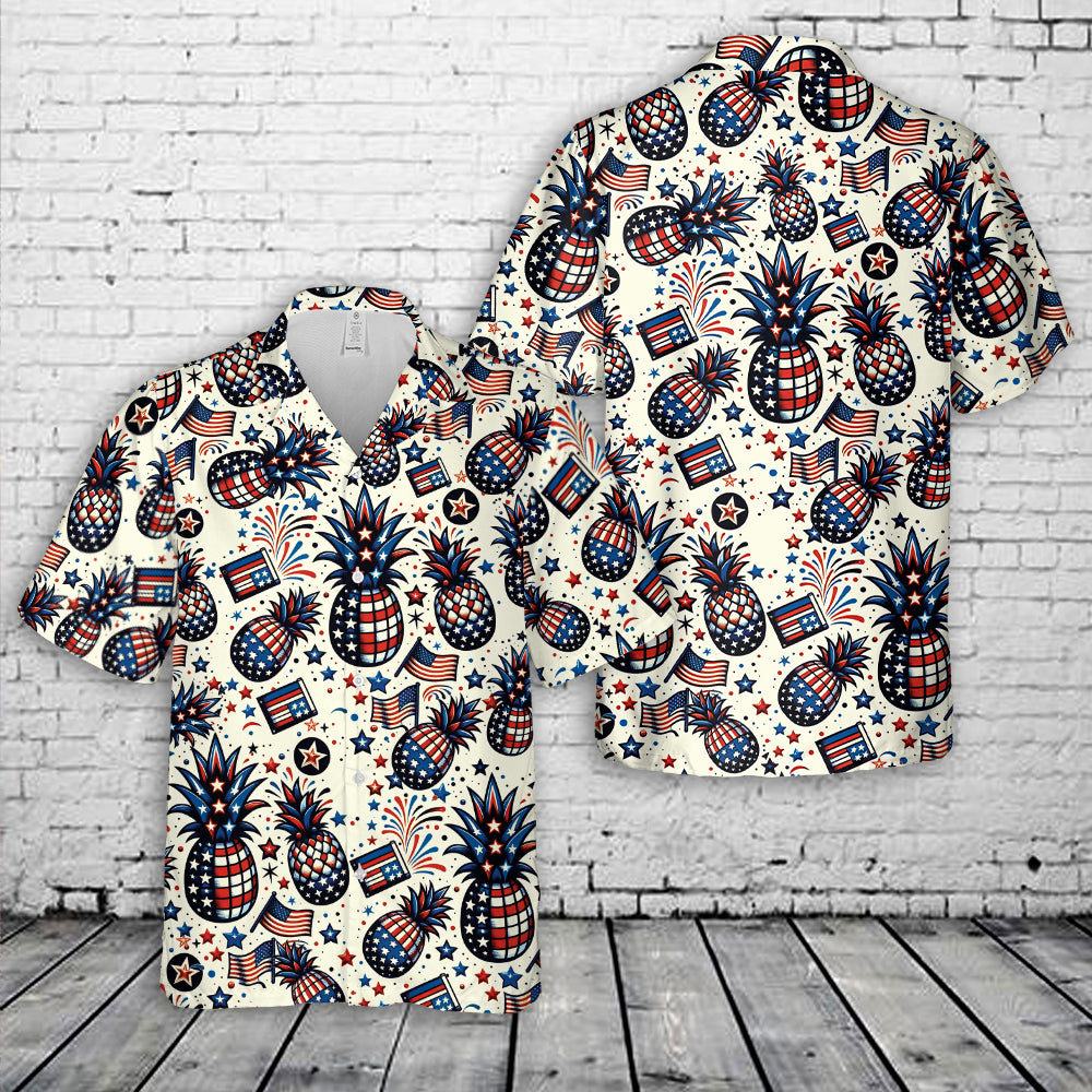 Patriotic Pineapple 4th of July Hawaiian Shirt
