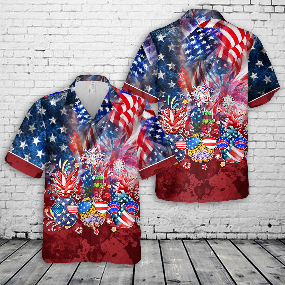 Patriotic Pineapple Sunglasses 4th Of July Hawaiian Shirt