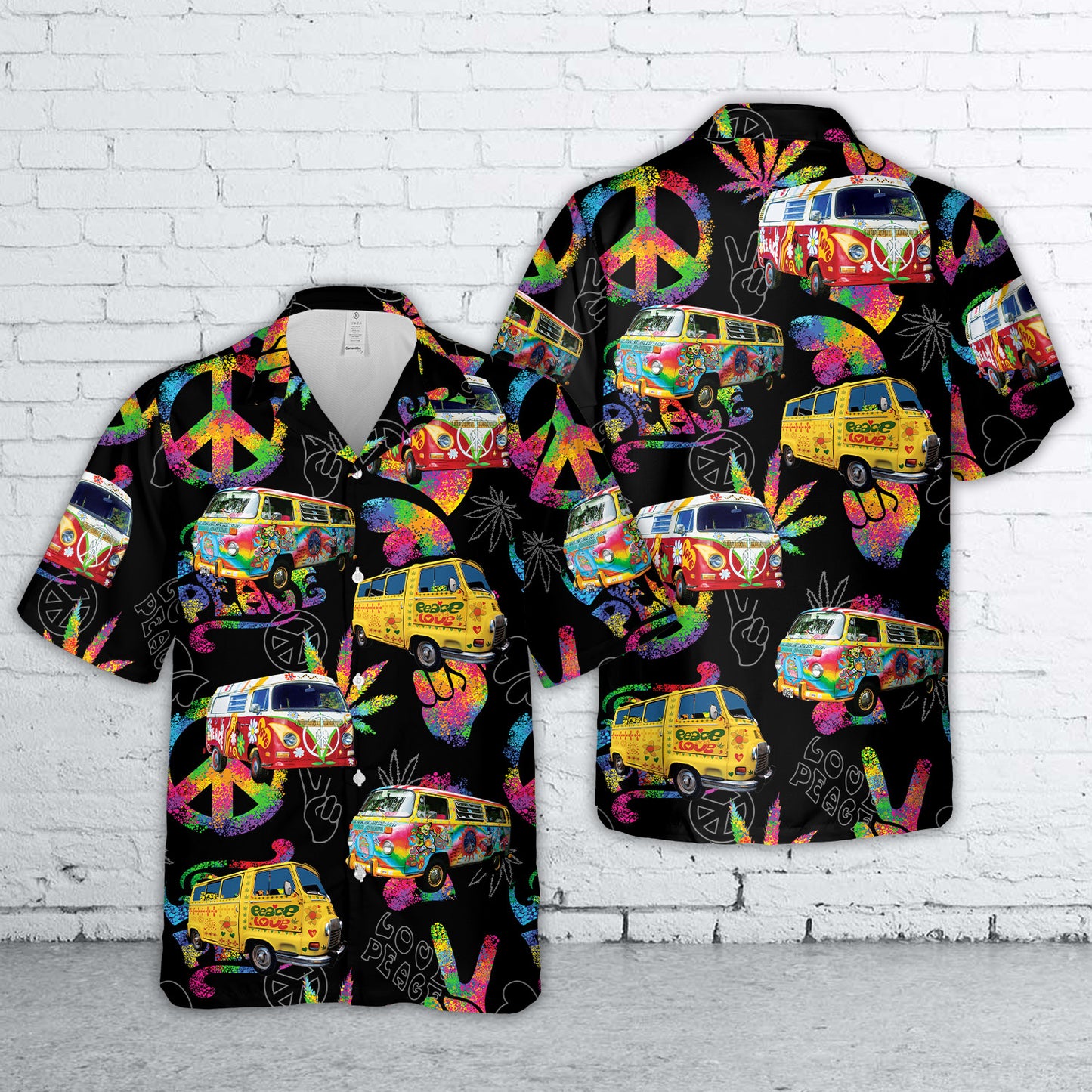 Peace & Love Hippie Bus Hawaiian Shirt