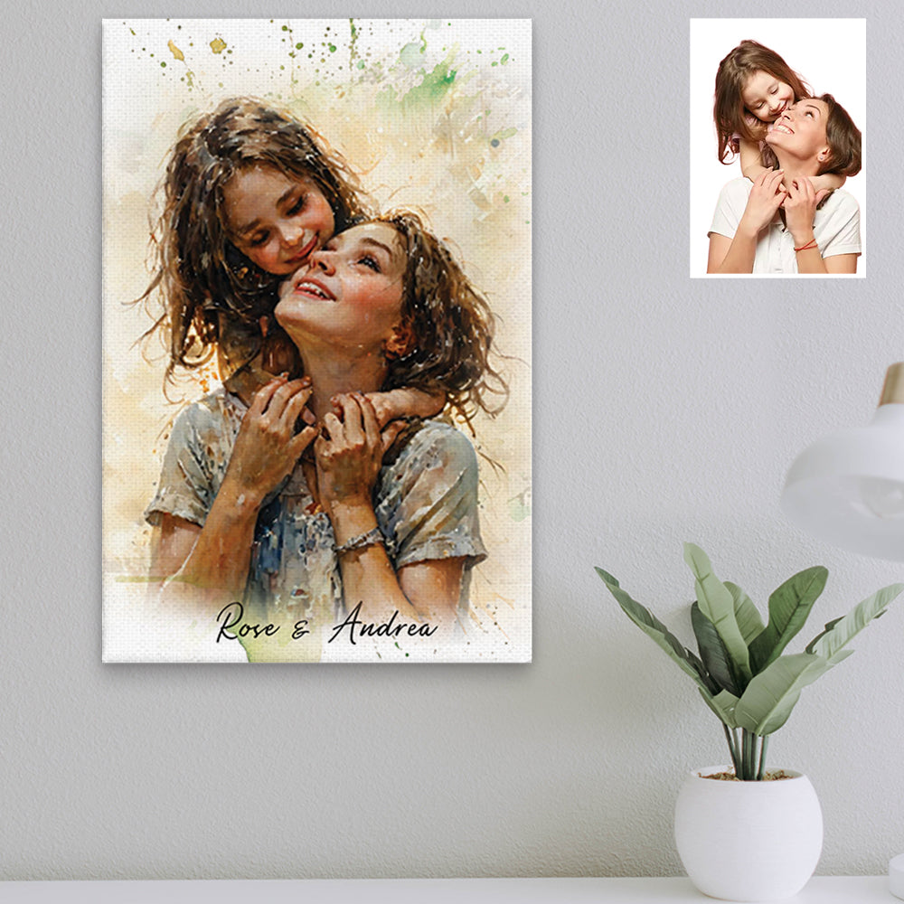 Personalised Photo And Name Mothers Day Gift Canvas Prints (Museum Wrap)