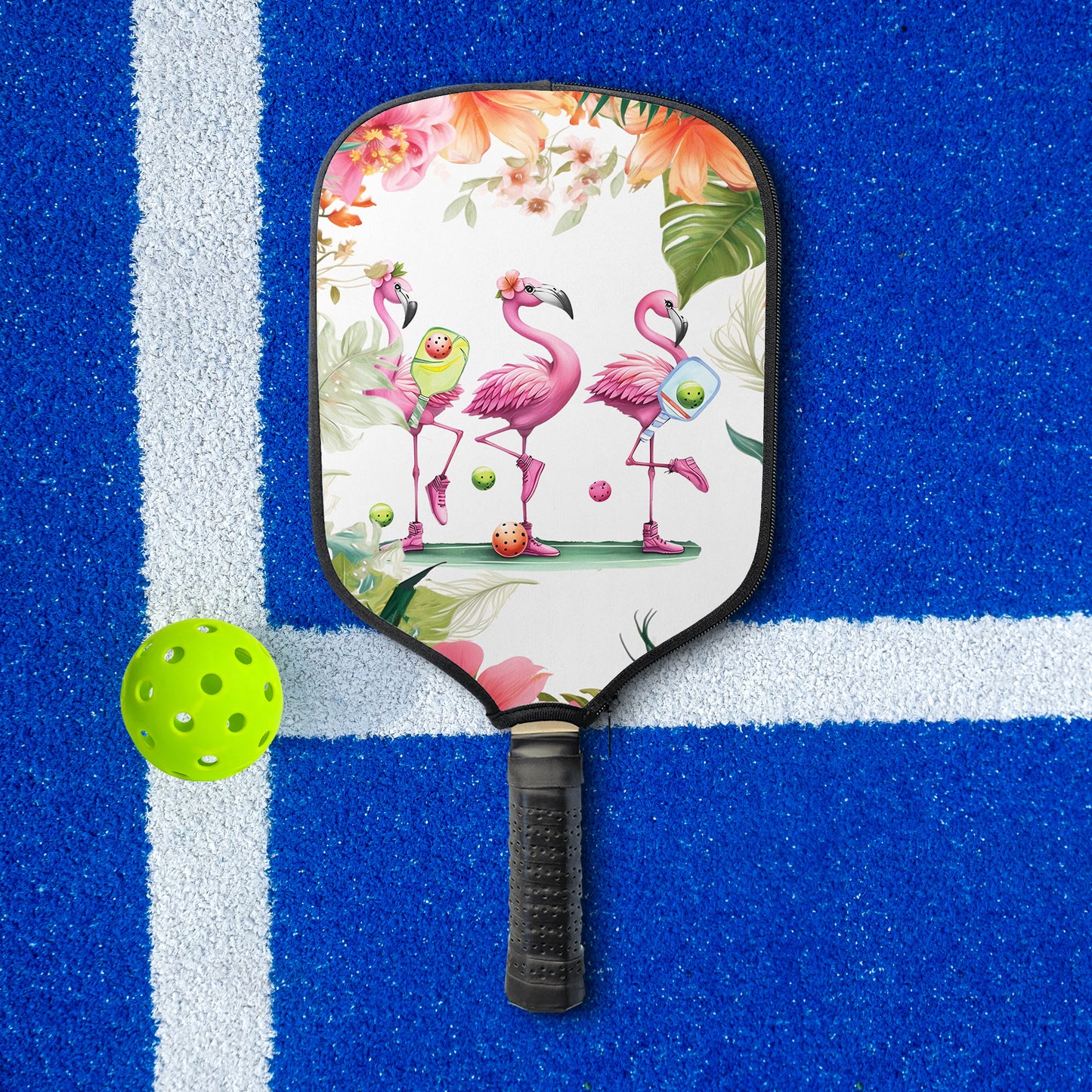 Pickleball Flamingos Pickleball Paddle Cover (Made in US)