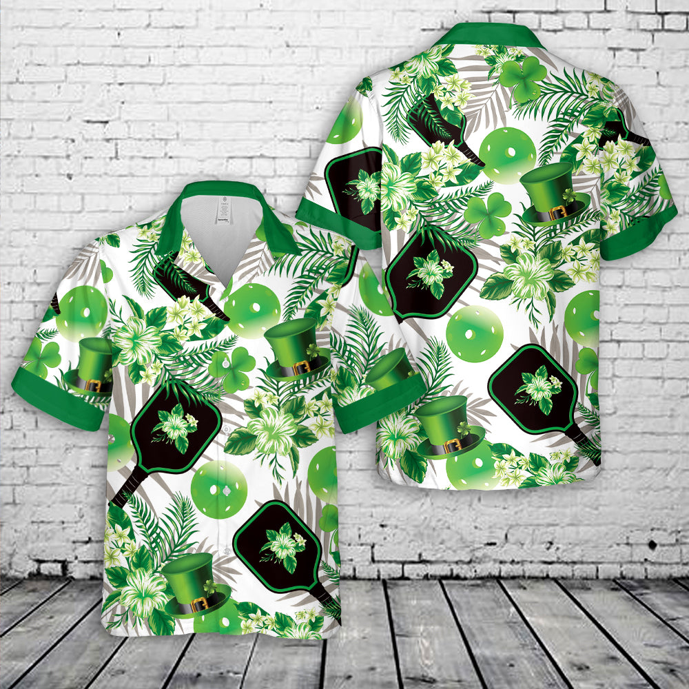 Pickleball Green St Patrick's Day Hawaiian Shirt