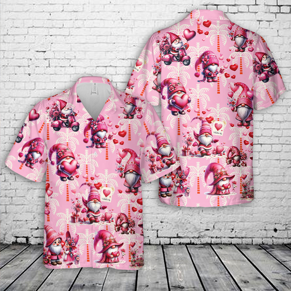 Pink Valentine's Day Gnomes Hawaiian Shirt
