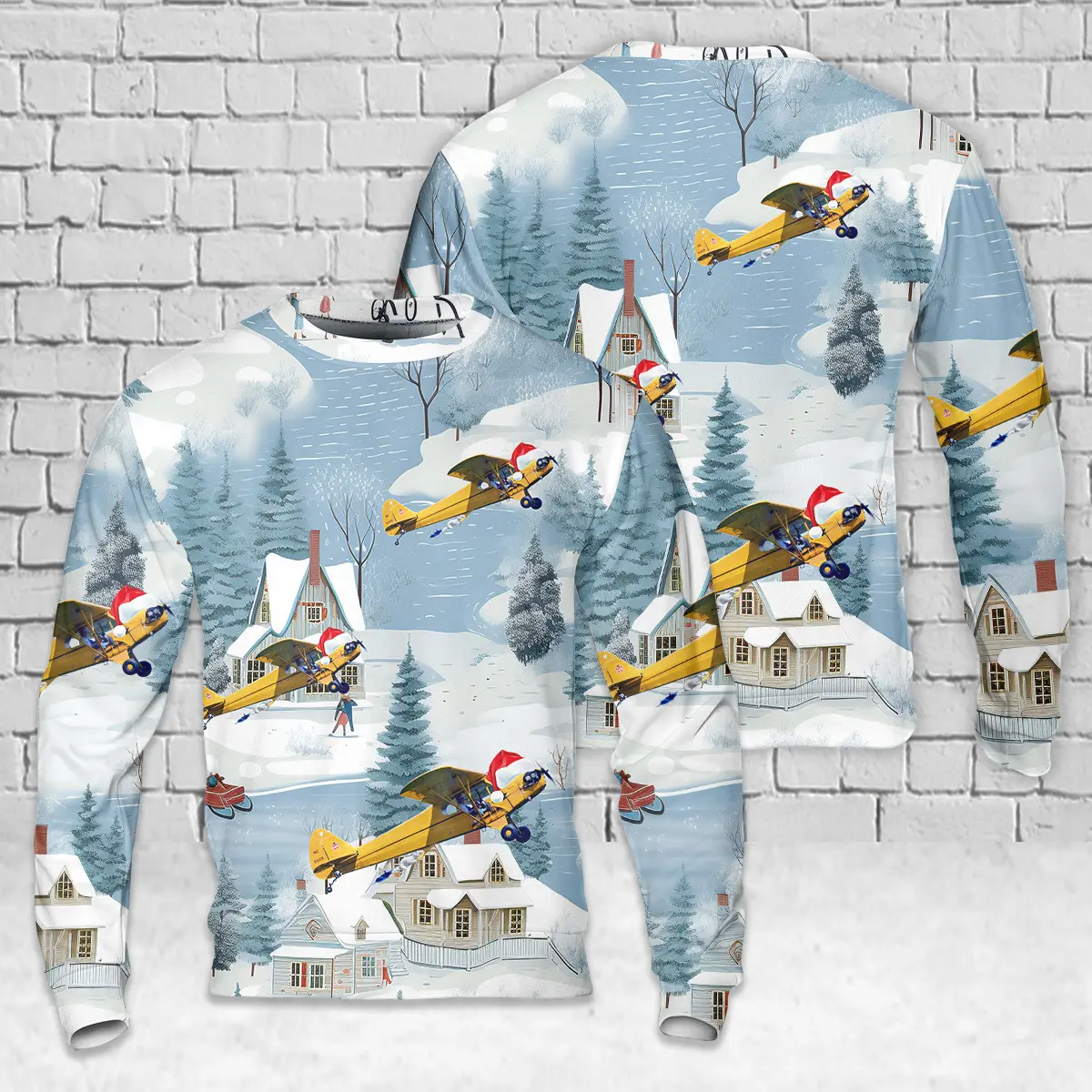 Piper J-3 Cub AOP Christmas Sweater