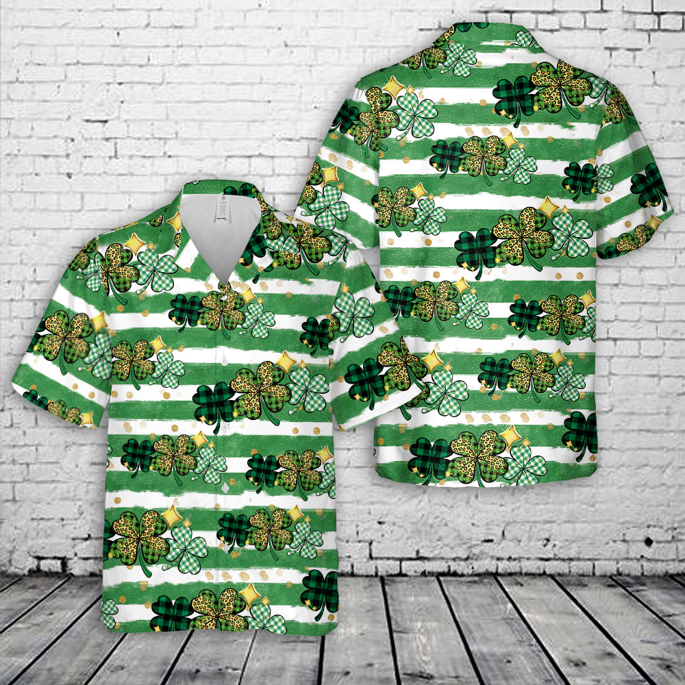 Plaid shamrocks Seamless pattern Patrick's Day Hawaiian Shirt