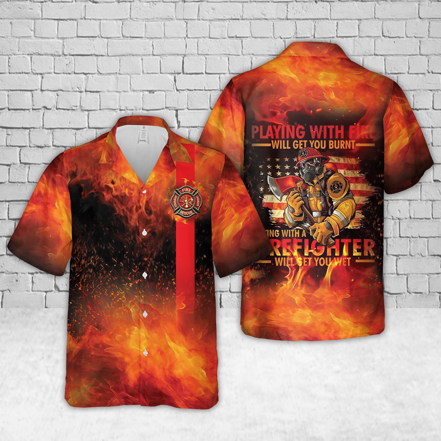 Playing With Fire Firefighter Hawaiian Shirt