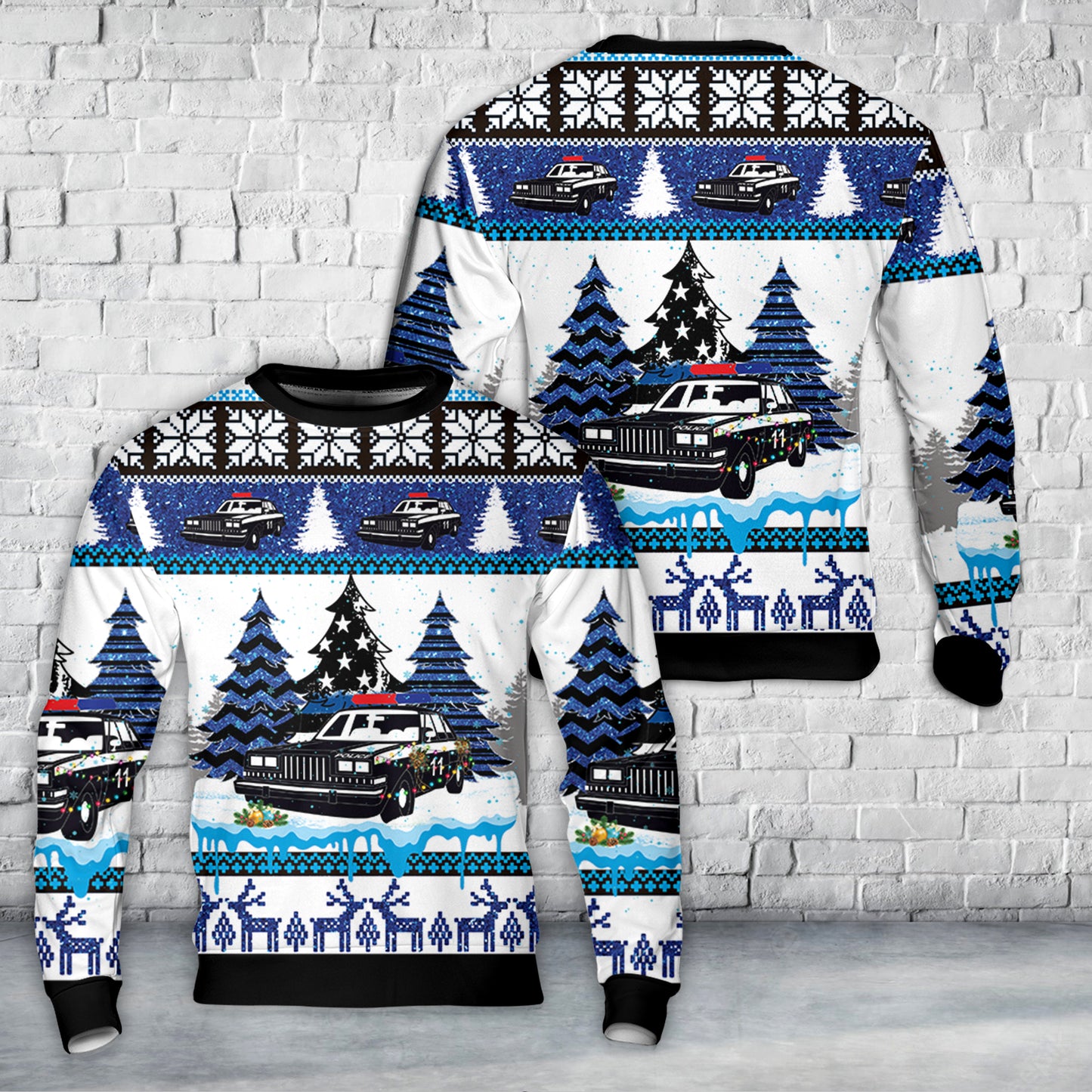 Police Car Christmas AOP Sweater