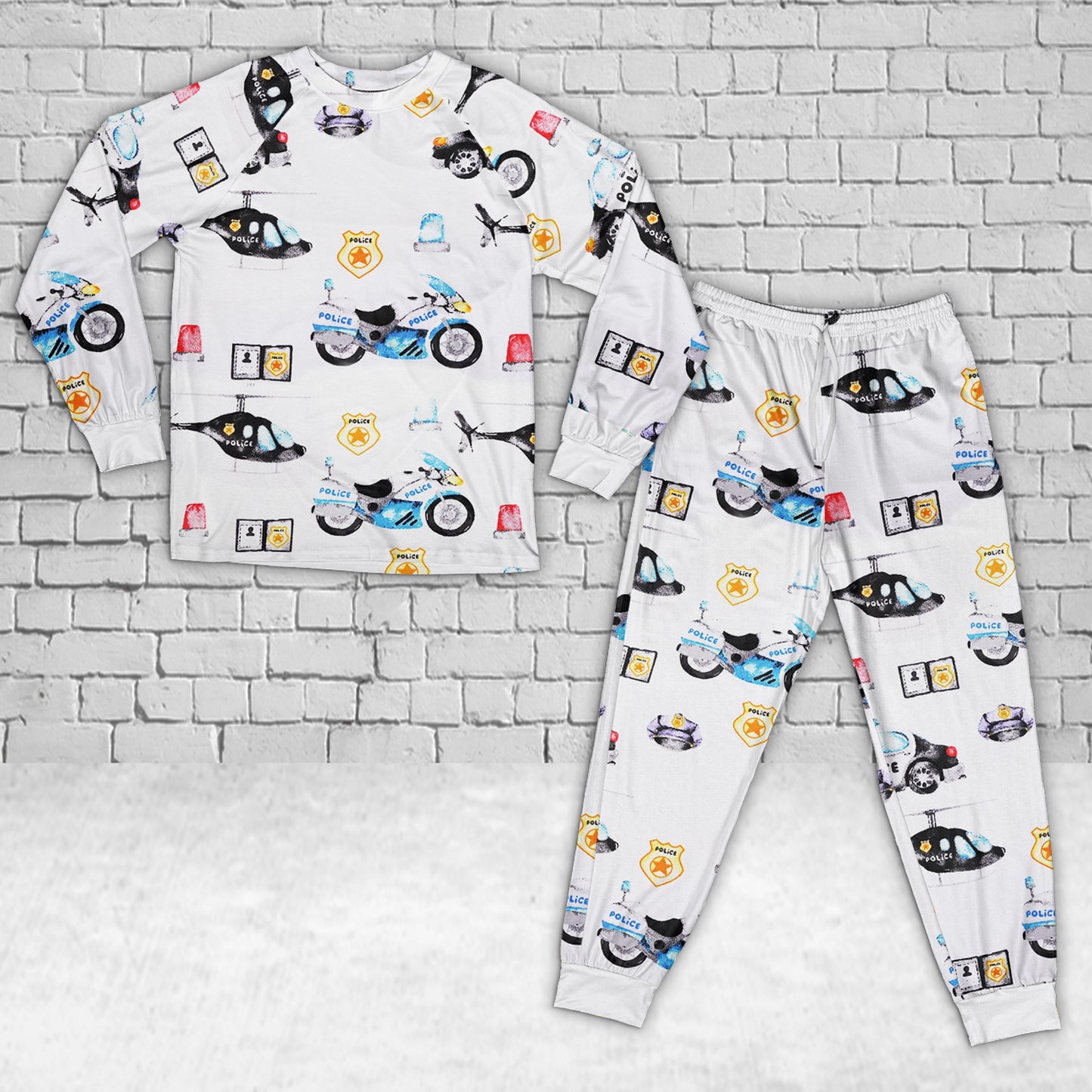 Police Kid Raglan Pajamas Set