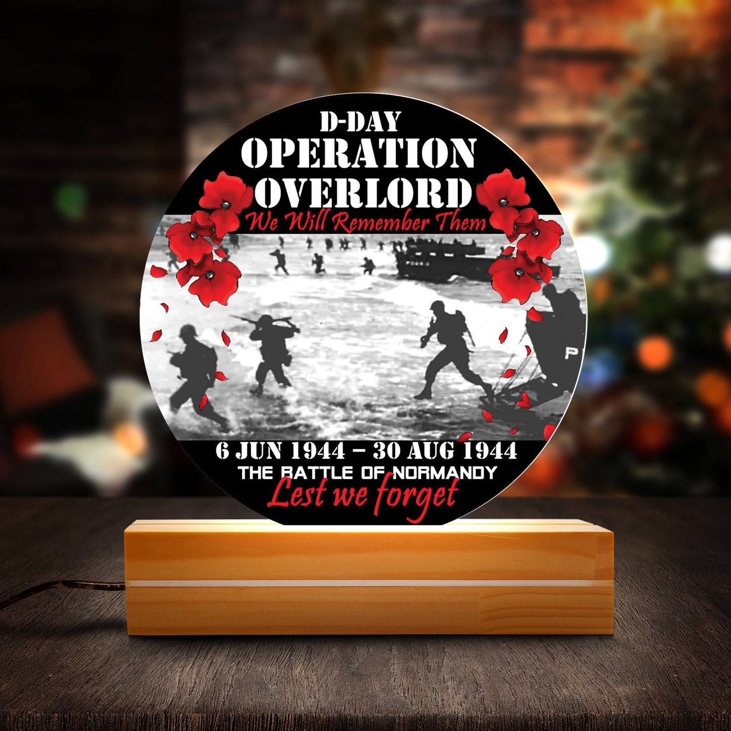Poppy Operation Overlord Battle of Normandy D-Day Landings LEST WE FORGET Custom Shape Tail Photo Night Light