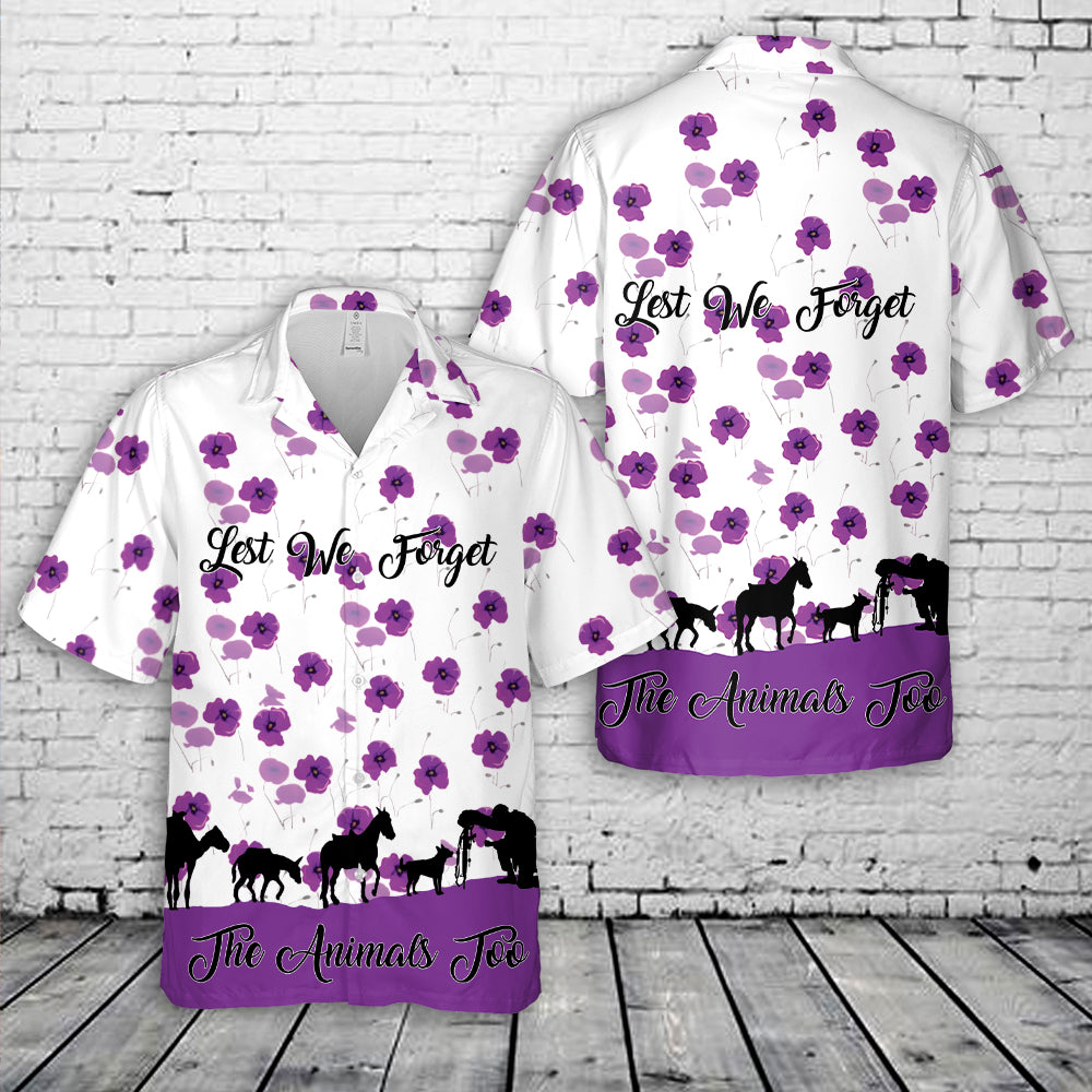 Poppy Remembrance Day Poppy Lest We Forget ANIMALS of THE WAR Hawaiian Shirt